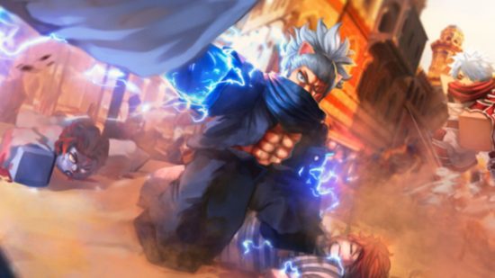Grand PIece Online codes: a character with a scarf around his mouth fighting with elemental energy.