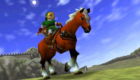 Ocarina of Time Link: Link rides the horse Epona through Hyrule field